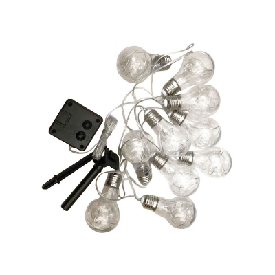9.8ft Bulb Shaped Clear Glass Fairy Light Art Deco 10 Heads Black Solar Light String in Warm/White/Multi-Color Light