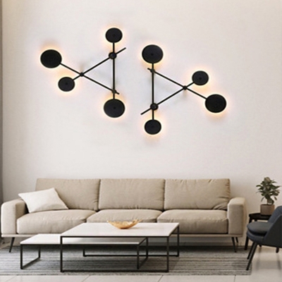 Artistic Geometric Wall Sconce Metal 4-Bulb Living Room Wall Mount Light Fixture in Black, Small/Medium/Large