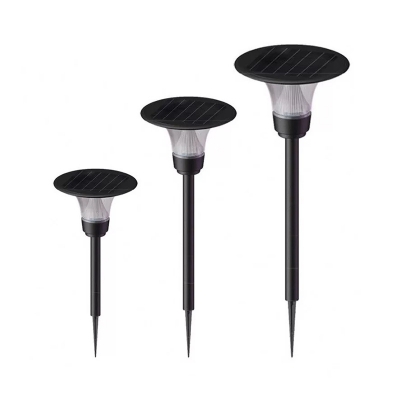 Black Flared Solar Stake Lamp Contemporary Metal LED Landscape Light for Patio, 23.5
