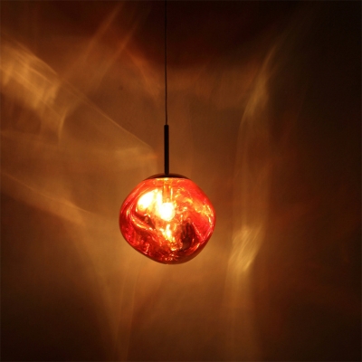Designer Lava Ball Drop Pendant Silver/Red/Gold Melting Glass 1 Head Dining Room Suspension Light, Small/Large