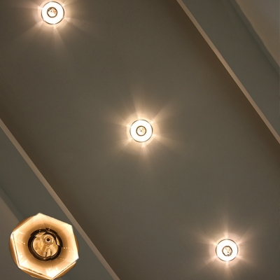 Hexagon Mini LED Flush Ceiling Light Simple Clear Crystal Living Room Flush Mount Recessed Lighting in Warm/Natural Light