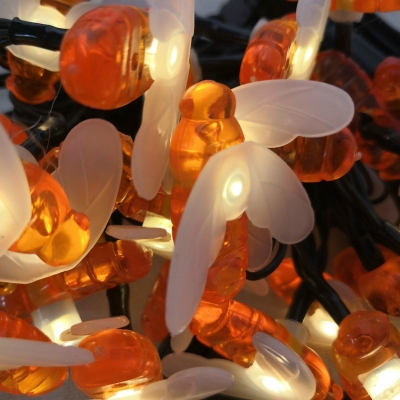 Orange Bee LED String Light Set Cartoon 10/20/50 Lights Plastic Solar Fairy Lamp for Garden, 19.6/23/26.2ft