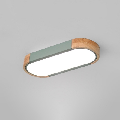 Oval Corridor Flush Mount Lamp Acrylic Nordic Small/Large LED Ceiling Light in Grey/White/Green and Wood