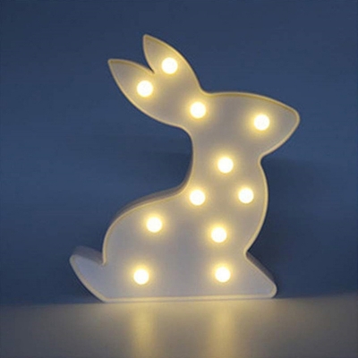 Pink/White Rabbit LED Night Light Cartoon Plastic Battery Powered Wall Night Lamp for Bedroom