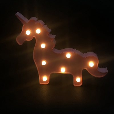 Plastic Unicorn LED Night Lamp Kids Style White/Pink/Blue Battery Wall Night Light for Bedroom