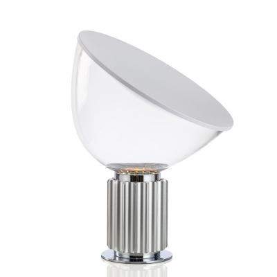 Small/Large Postmodern Single Night Lamp Black/Silver Radar Table Light with White Glass Shade