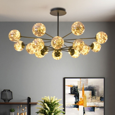 LED Ceiling Chandelier Modern Smoke Grey/Cognac Glass 8/12/16-Light Dining Room Hanging Lamp