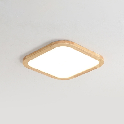 Ultrathin Round/Square Wood Ceiling Lamp Minimalist Beige Small/Medium/Large LED Flush Mount in Warm/White Light