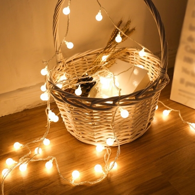 White Orb Shaped LED String Lamp Decorative 10/20/80 Bulbs Plastic Battery Fairy Light in Warm/Multicolored Light, 9.8/19.6/32.8ft