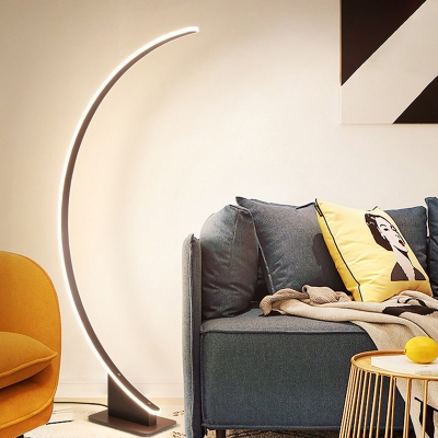 Arch Shaped LED Floor Lamp Contemporary Acrylic Bedside Floor Standing Light in Coffee
