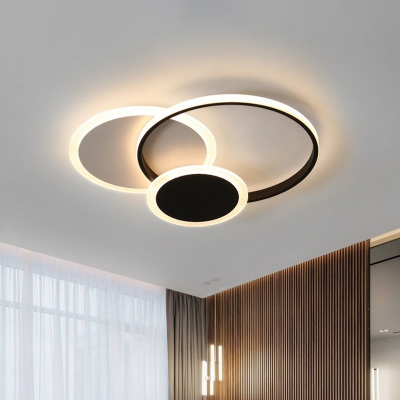 Black-White Geometric Ceiling Flush Modern Acrylic LED Layered Flush Mounted Lamp