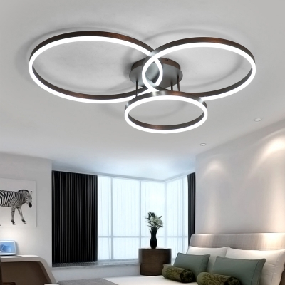 Halo Ring LED Semi Mount Lighting Simplicity Metal Coffee Close to Ceiling Light