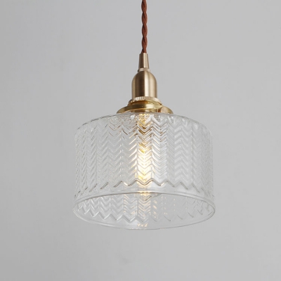 Industrial Geometric Shaped Drop Pendant Single Clear Glass Hanging Light in Gold