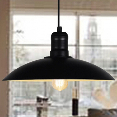 Metallic Pot Lid Suspension Lighting Retro Style 1 Head Restaurant Pendant Ceiling Light