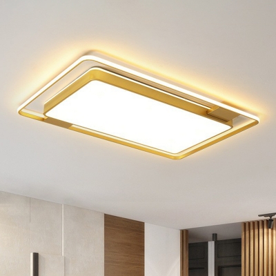 Minimalistic LED Flush Mount Lighting Gold Geometric Ceiling Fixture with Acrylic Shade