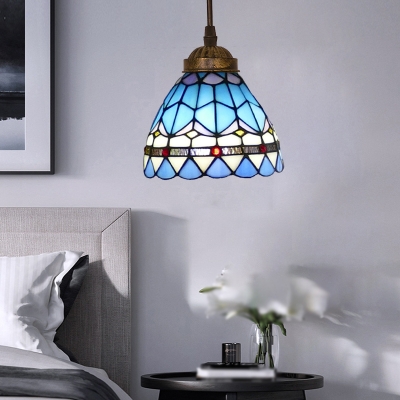 1-Light Hanging Pendant Baroque Jeweled Handcrafted Stained Glass Ceiling Light Fixture