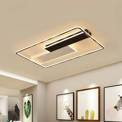 Black Geometrical Flush Mount Ceiling Fixture Modern LED Metal Flush Light for Living Room