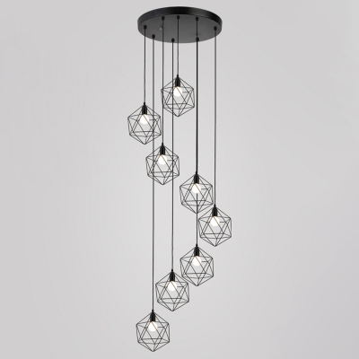 Cage Style Spiral Pendant Ceiling Light Nordic Metal Dining Room Multiple Hanging Lamp