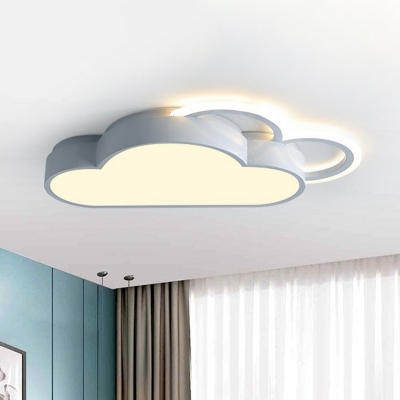 Cartoon LED Flush Mount Ceiling Lighting Fixture Cloud Shaped Flush Light with Acrylic Shade