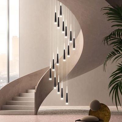 Cascading Staircase Multi Ceiling Light Acrylic Stylish Minimalist Hanging Pendant Lamp