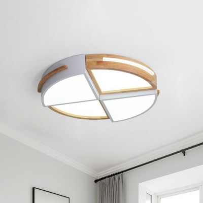 Circular Sector Shaped Flush Lamp Creative Acrylic Wooden LED Flush Mount Ceiling Fixture