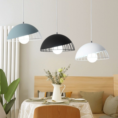 Dome Multi Light Pendant Lighting Macaron Metal 3-Light Restaurant Ceiling Lamp with Wire Detail