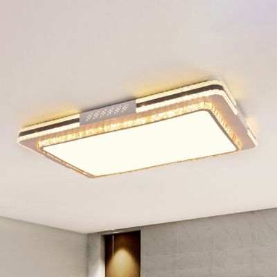 Geometric Living Room Flush Mount Lighting Fixture Crystal LED Minimalist Ceiling Light in Stainless Steel