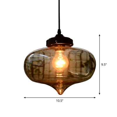 Glass Droplet Pendant Light Industrial 1 Bulb Restaurant Hanging Ceiling Lantern