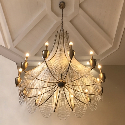 Gold Faux Candle Pendant Lighting Vintage Crystal Bead Bedroom Ceiling Chandelier