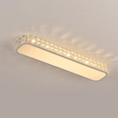 K9 Crystal Embedded Oval Ceiling Fixture Simplicity LED Flush-Mount Light for Corridor
