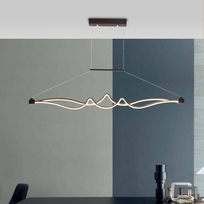 Line Art Mountain Shaped Island Pendant Light Minimalistic Aluminum LED Hanging Light Fixture