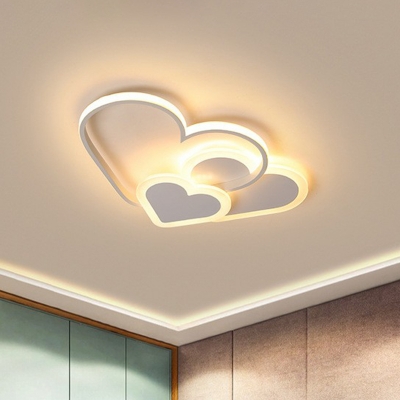 Loving Heart Shaped LED Ceiling Lamp Romantic Minimalist Acrylic Bedroom Flush Mount