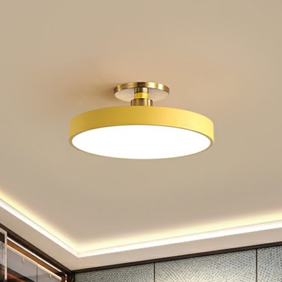 Macaron Disc Shaped Ceiling Lighting Acrylic Bedroom LED Semi Flush Mount Light Fixture