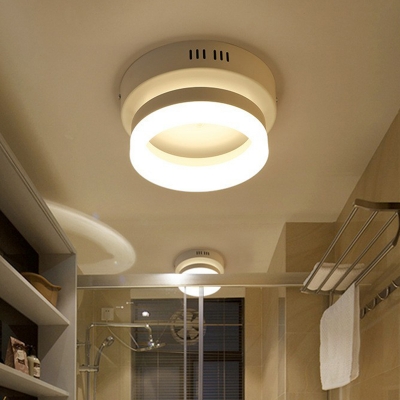 Mini LED Semi Flush Ceiling Light Nordic Acrylic Hallway Flush Mounted Lamp in White