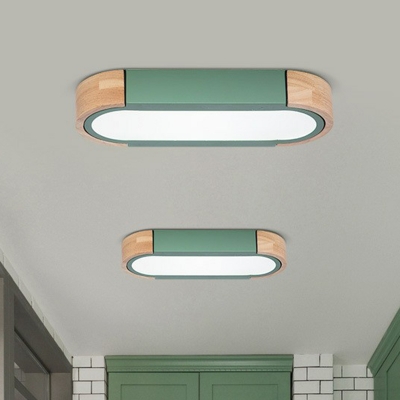 Oval Splicing Kitchen Ceiling Mount Lamp Wooden Nordic Style LED Flush-Mount Light