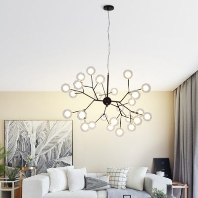 Simplistic Ball Shade Chandelier Pendant Light Metallic Living Room LED Hanging Light