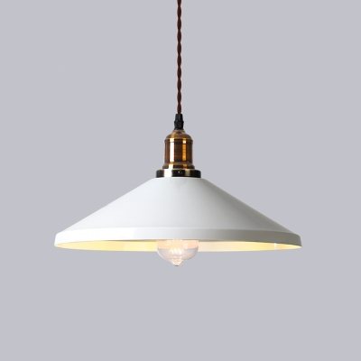 Single-Bulb Hanging Lamp Vintage Conical Shade Metal Lighting Pendant for Dining Room