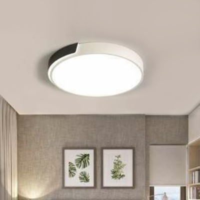 Acrylic Geometric-Shape Flush Mount Lighting Simplicity Black and White LED Ceiling Fixture