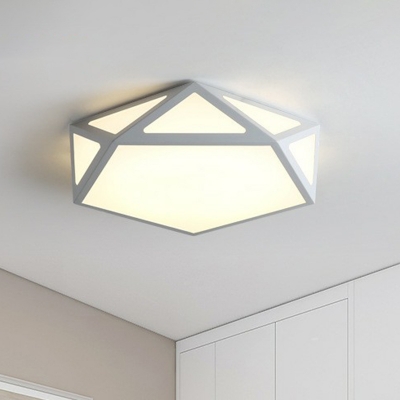 Bedroom LED Flush Ceiling Light Macaron Flush Mount with Polygonal Acrylic Shade