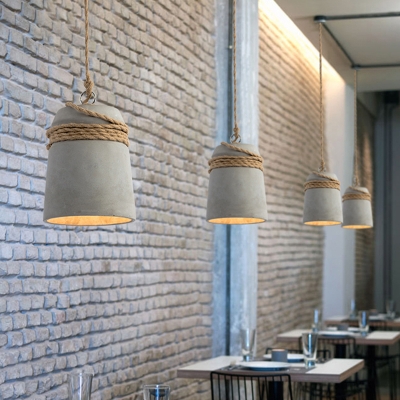 Bell Shade Dining Room Ceiling Light Cement 1 Head Minimalist Hanging Pendant Light