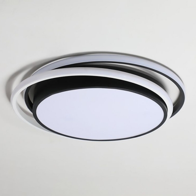edroom LED Ceiling Flush Light Nordic Black Flushmount with Round Acrylic Shade