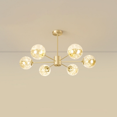 Gold Plated Sputnik Chandelier Designer Clear Ball Glass LED Pendant Light Fixture