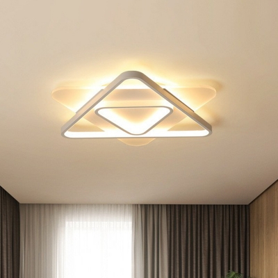 Metal Triangle Flush Mount Lighting Modern White LED Ceiling Mount Light Fixture
