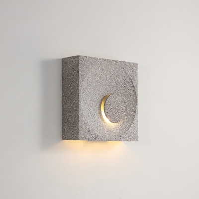 Square Shaped Bedroom Wall Sconce Light Cement Minimalistic LED Wall Light Fixture