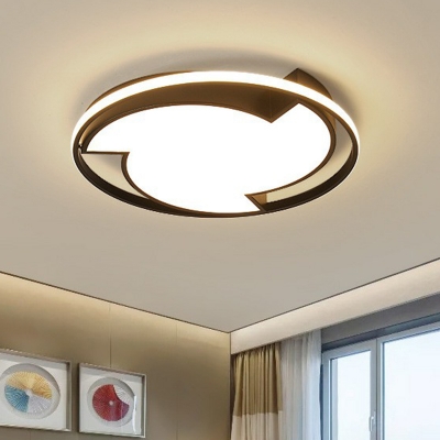 Wind Shaped LED Ceiling Light Fixture Nordic Metal Black Flushmount Ceiling Lamp