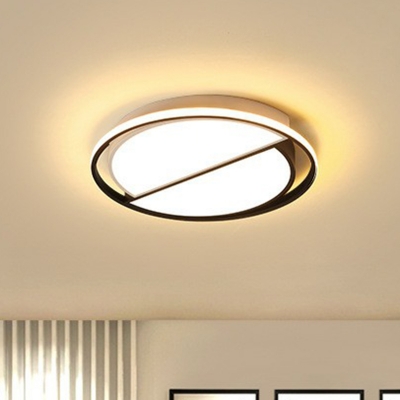 Black Circle Led Flush Mount Ceiling Light Fixture Simplicity Acrylic Flush Lamp for Bedroom