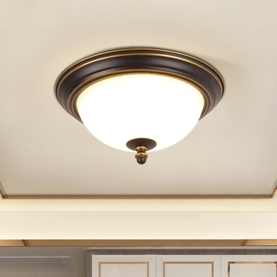 Bowl Shade Opal Glass Flush Lighting Rustic Corridor LED Flush Ceiling Light Fixture