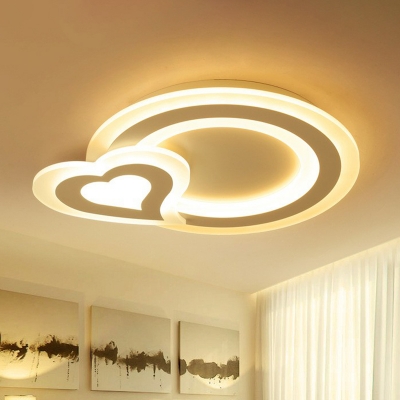 Cartoon Extra-Thin LED Ceiling Flush Mount Acrylic Kids Bedroom Flush Mounted Lamp in White
