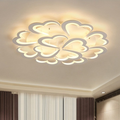 Clover Corridor LED Ceiling Flush Mount Light Acrylic Modernist Semi Mount Lighting in White