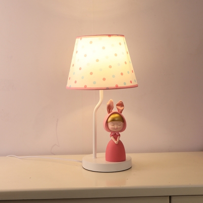 Empire Shade Table Light Modern Fabric Single Girls Bedroom Night Stand Lamp in Pink